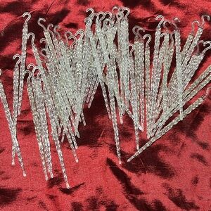 50 vintage 5 1/2” twisted plastic icicles to adorn your Christmas tree- used